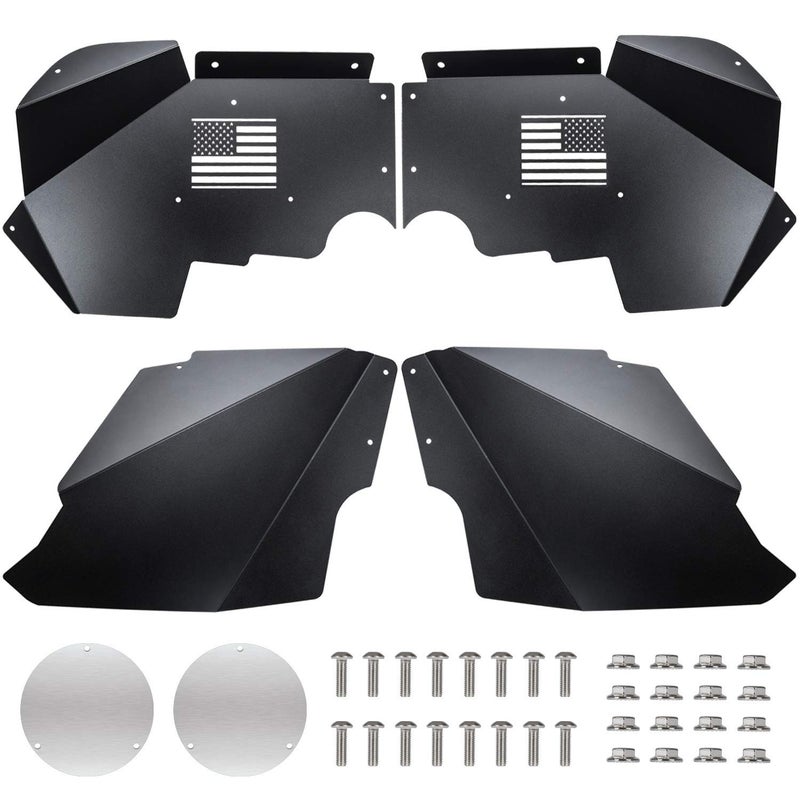 SMALLFATW Front Inner Fender Liner Compatible with Wrangler 2007-2018 JK JKU & Unlimited 2/4 Doors, US Flag Pattern, JK Accessories, Black Aluminum Fenders Wheel 2PCS - Image 3